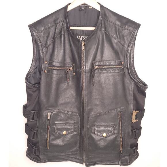 Jackets 4 Bikes Men's Motorcycle Vest Leather Dual Concealed Carry Pockets - Picture 8 of 8